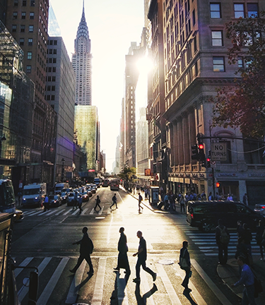 Commuting through the streets of Manhattan to work